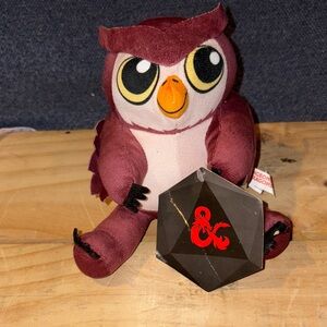 Plush Owl Stuffed Animal - Red and White